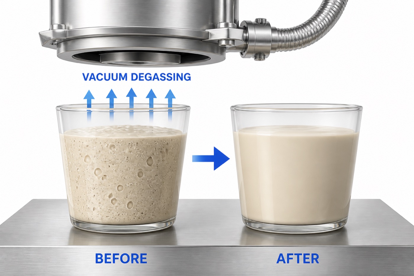 Before and after vacuum degassing