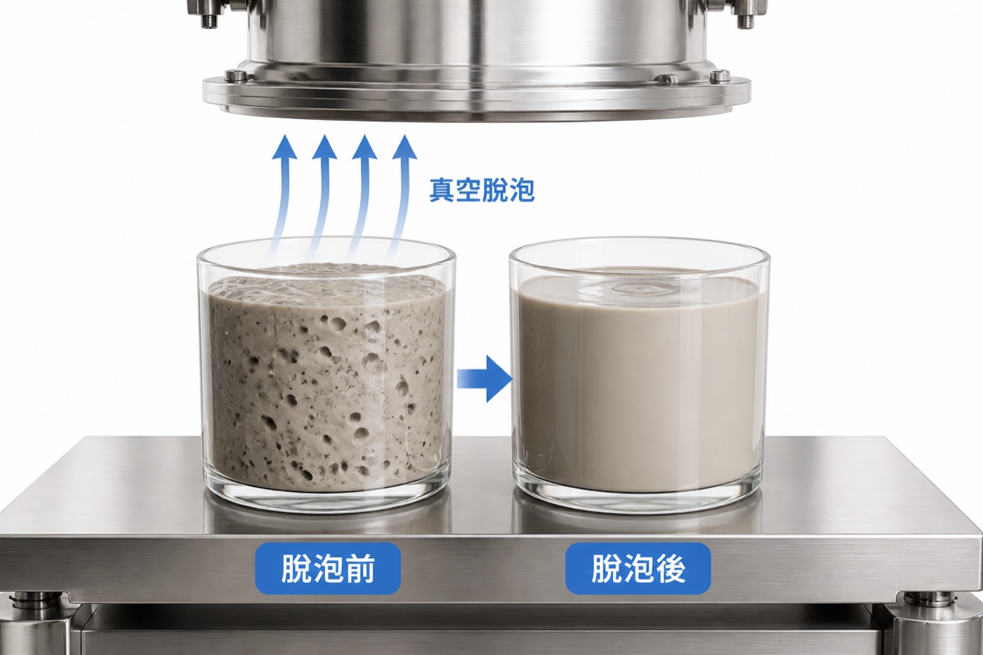 真空脫泡前後對比圖